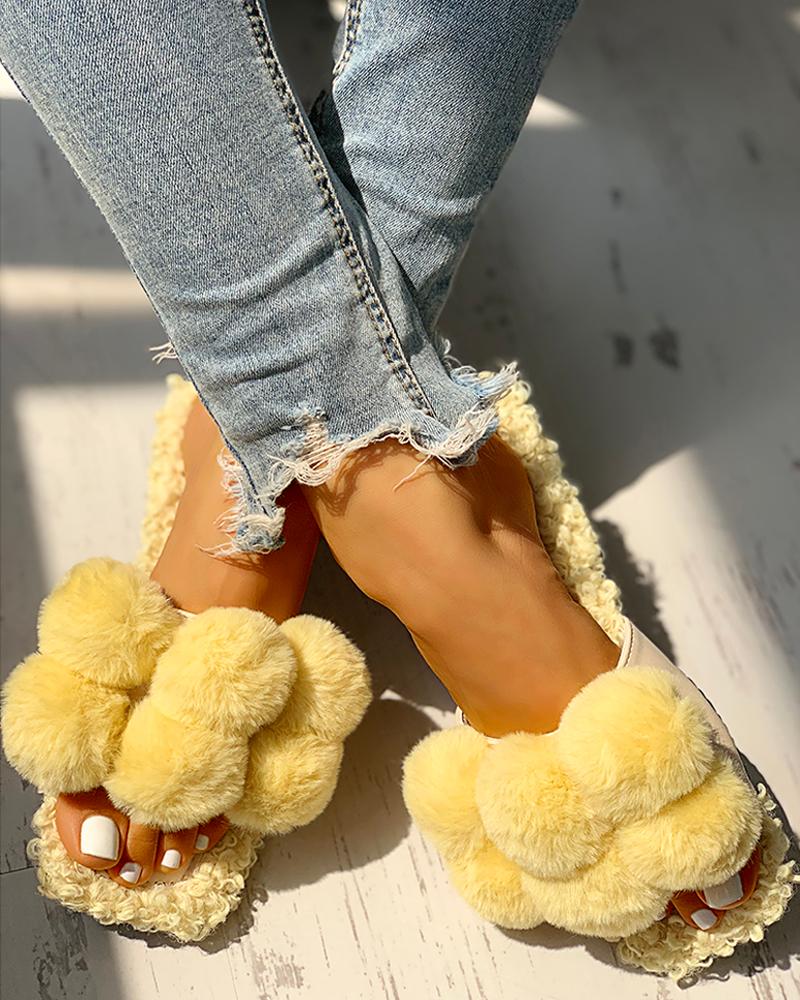 fluffy flat sandals