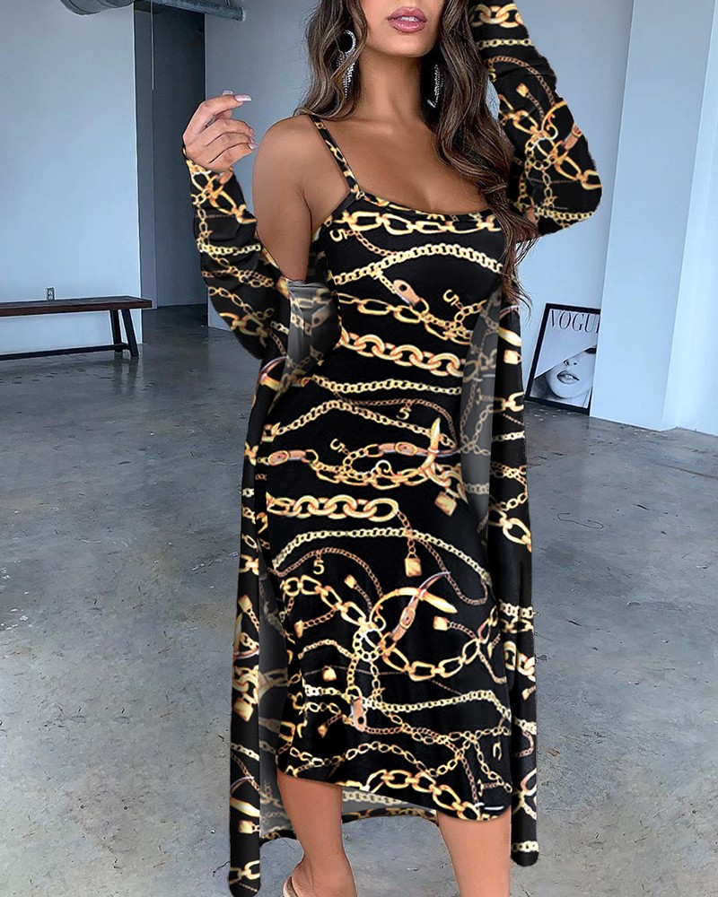 spaghetti strap dress with cardigan