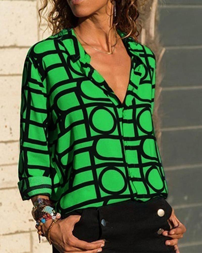 

Casual Grid Women Blouse Top, Green
