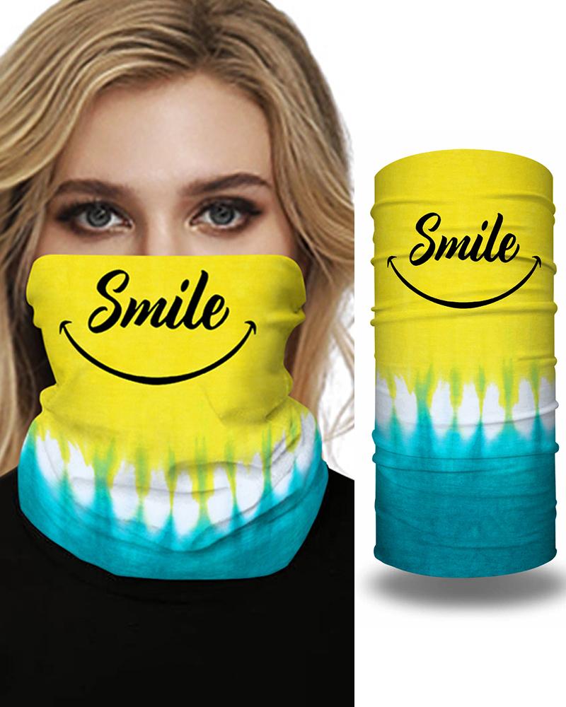 

Tie Dye Letter Print Breathable Face Bandana Magic Scarf Headwrap Balaclava, Yellow