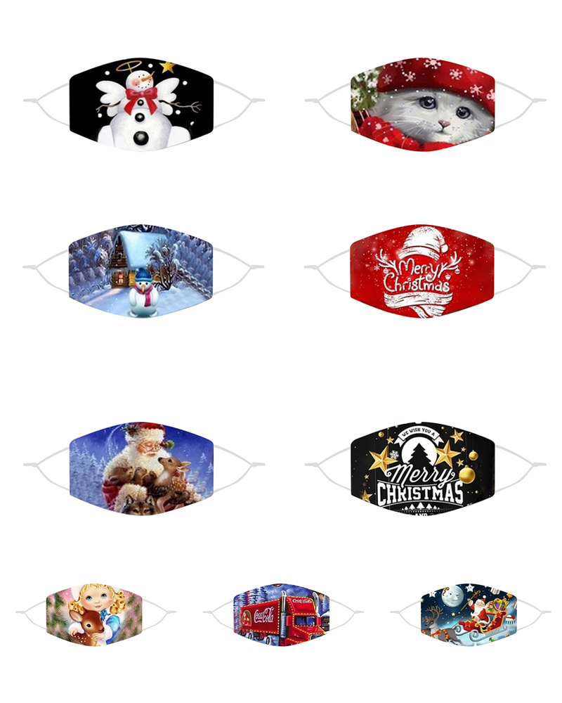 

5PCS/Set Randomly Dispatched Christmas Mixed Print Breathable Face Mask, Style1