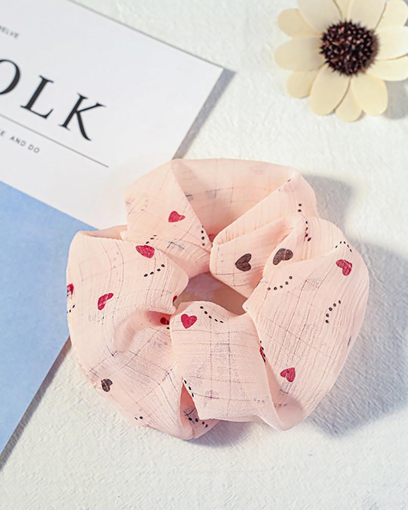 

Floral / Heart Print Scrunchie, Pink