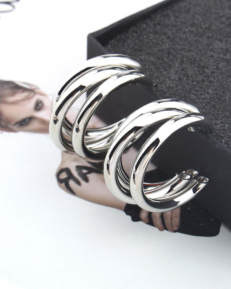 

Open Metal Simple Cuff Hoop Earring, Silver