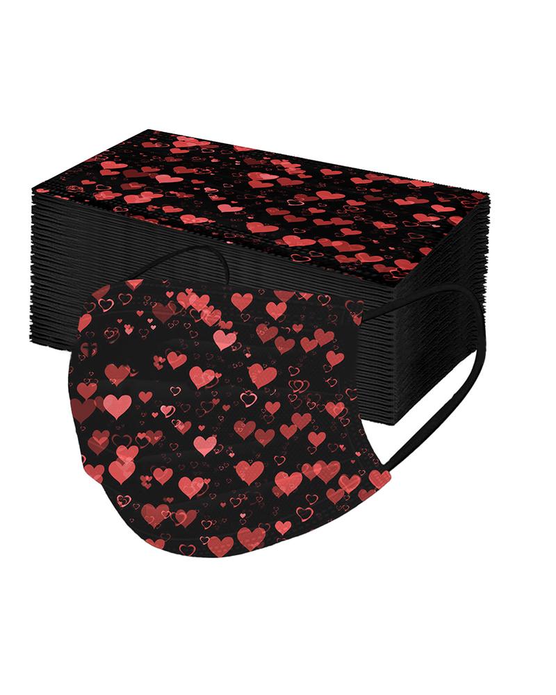 

Valentine's Day Heart Print Disposable Face Mask, Style2