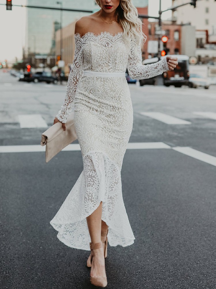 lace mermaid midi dress