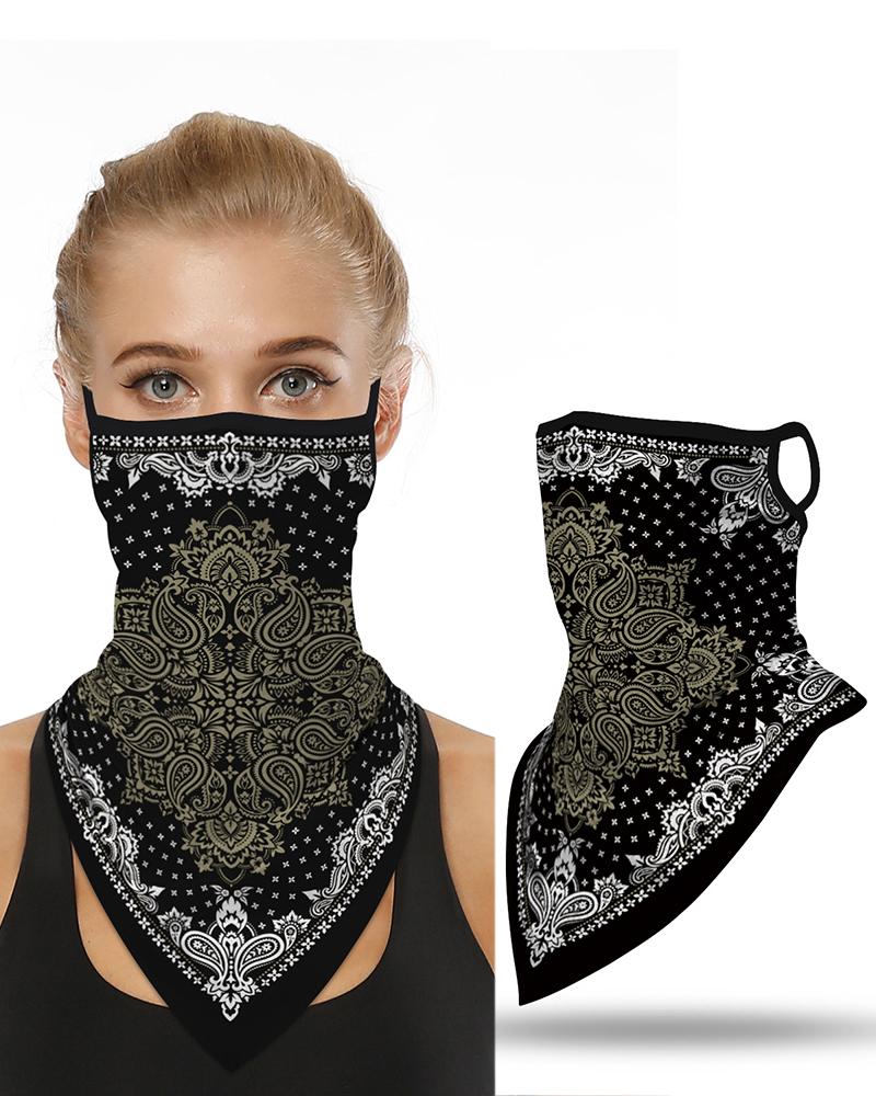 

Print Breathable Ear Loop Face Cover Windproof Motorcycling Dust Outdoors, Black