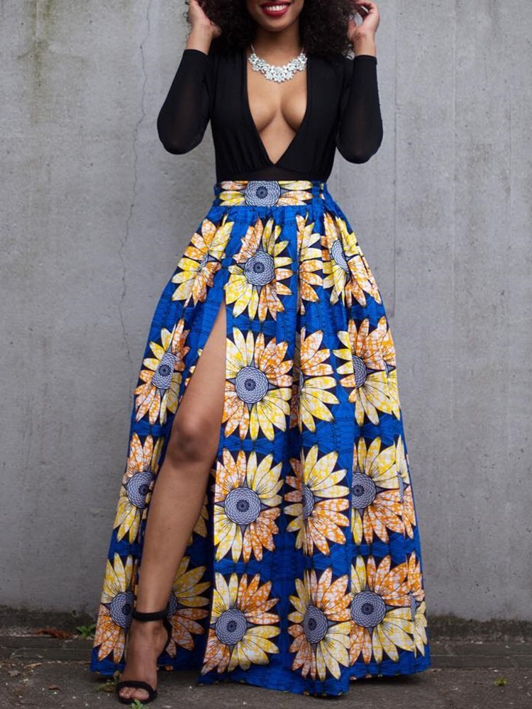 Women Ethnic Print High Slit Maxi Skirt Online. Discover hottest trend fashion at