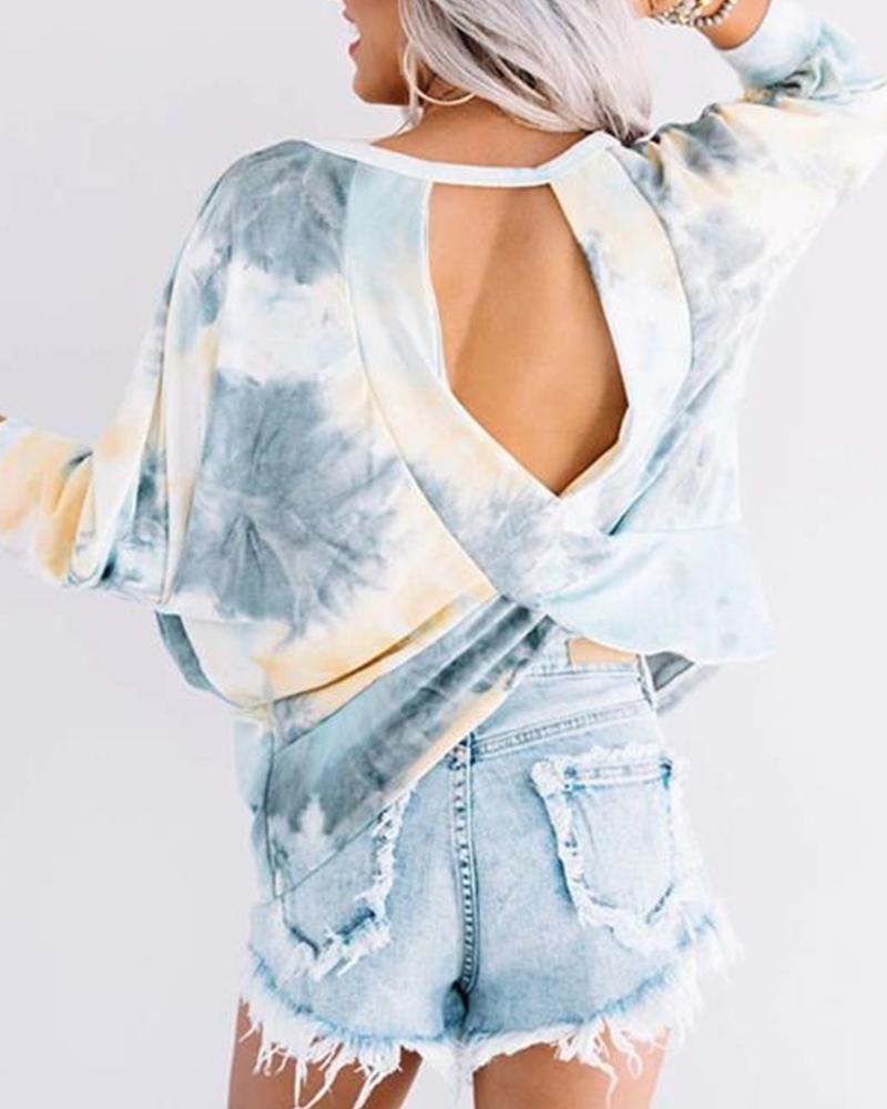 

Tie Dye Back Cut Out T-shirt, Gray
