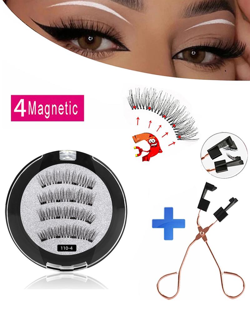 

3D Mink 5 Magnets Reusable False Eyelashes With 1PCS Eyelash Curler, Style3
