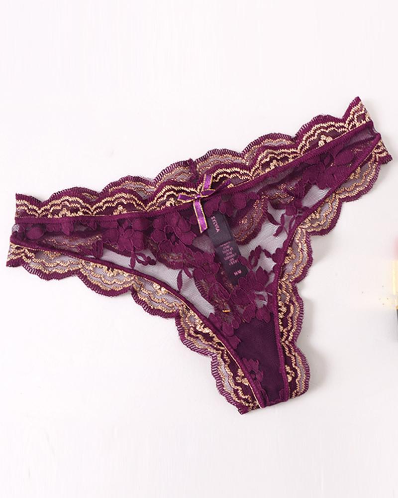 

Low Waist Contrast Lace Mesh Panty, Purple