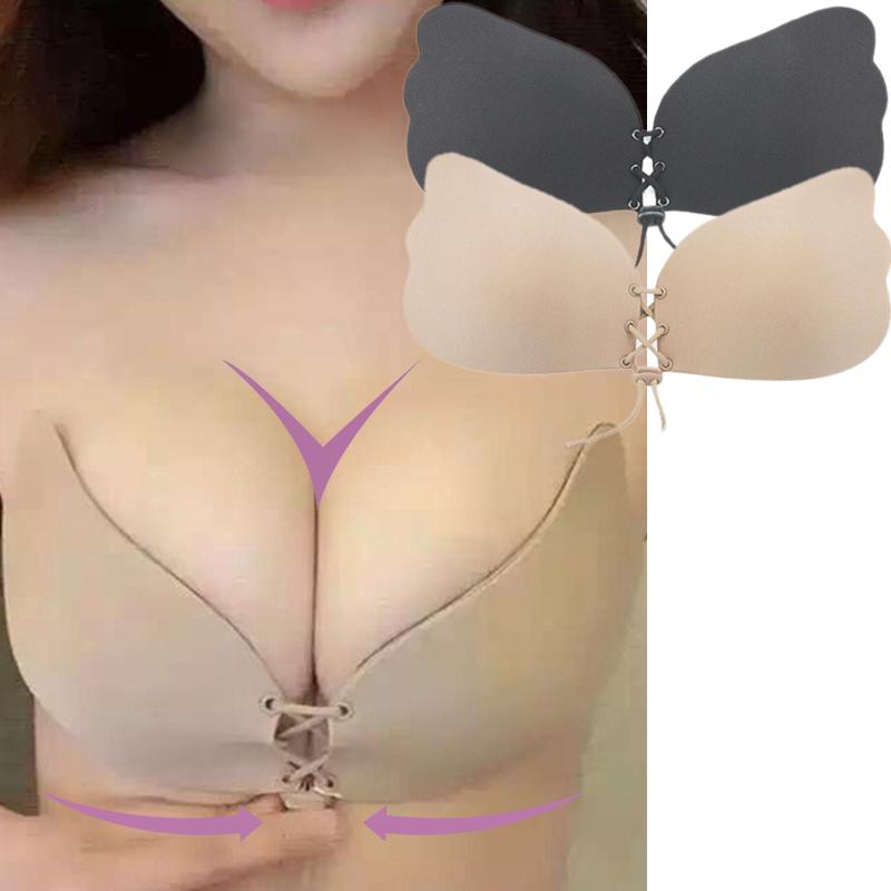

Breathable Self-Adhesive Push Up Strapless Bra, Black