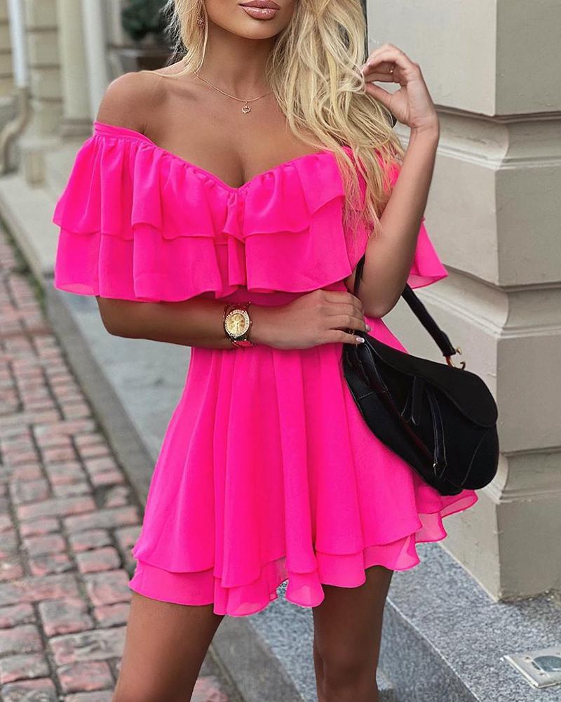 ruffle fit and flare dress