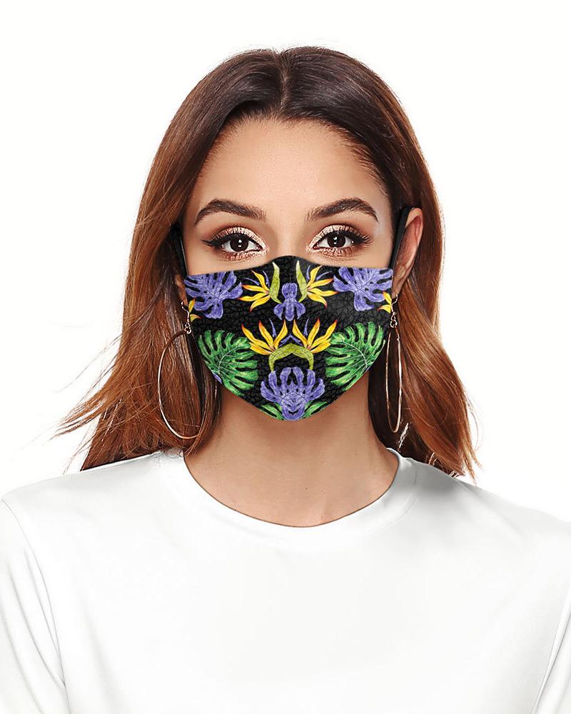 

Sunflower Leaf Print Breathable Face Mask, Purple