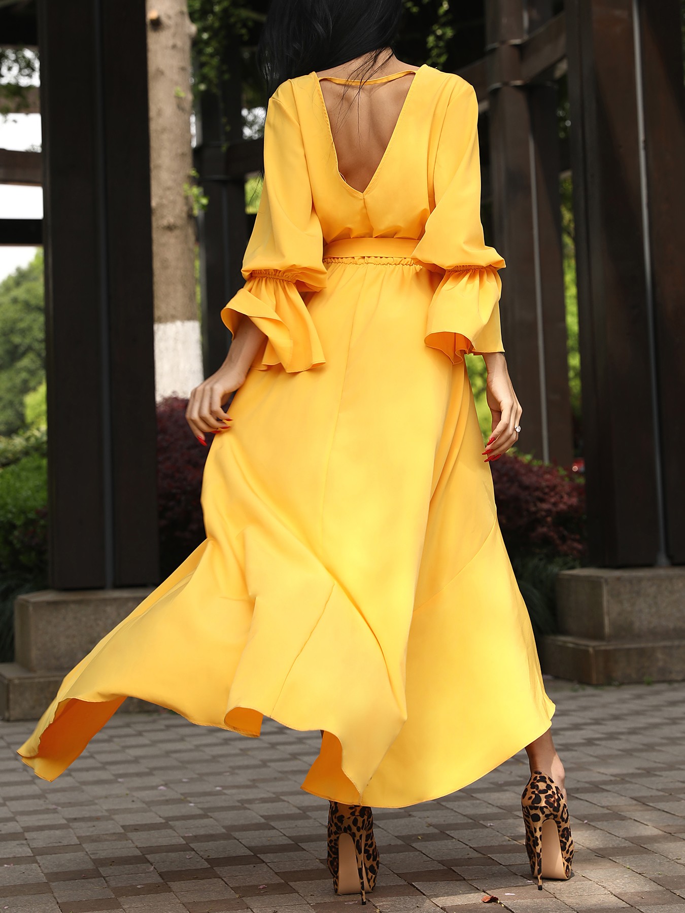 dip hem wrap dress