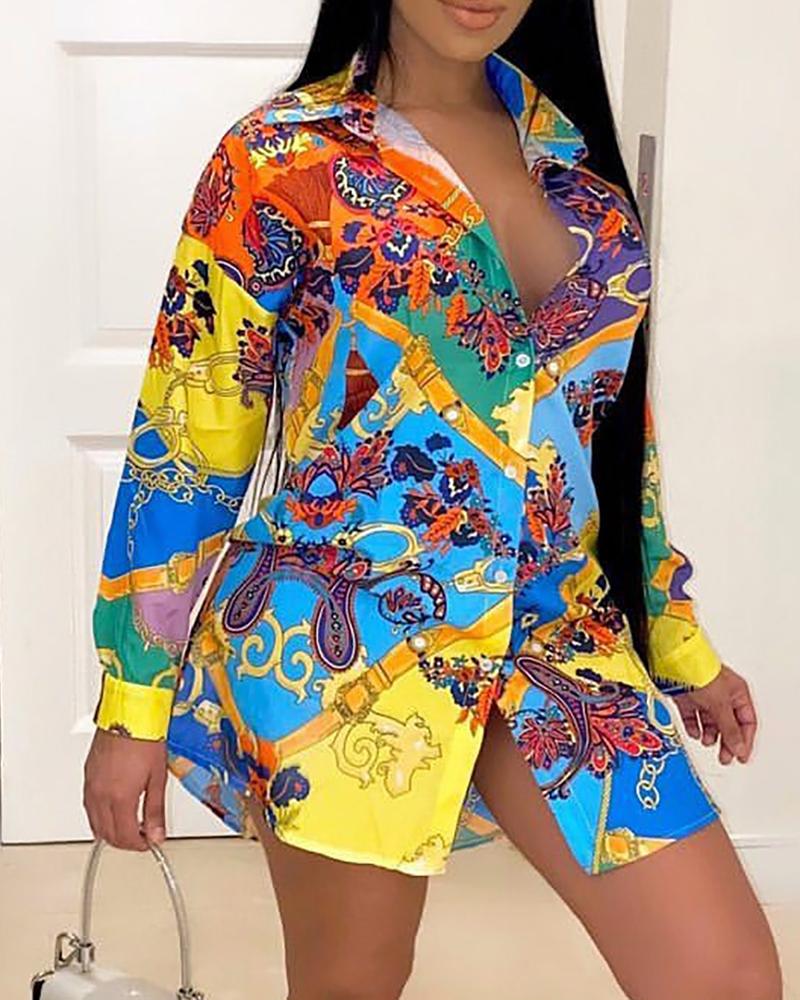 

Plus Size All Over Print Shirt, Multicolor
