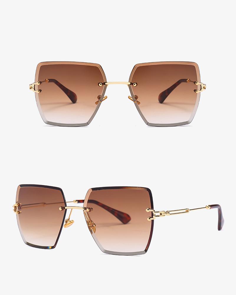 

Colorblock Flexible Metal Frame Sunglasses, Coffee