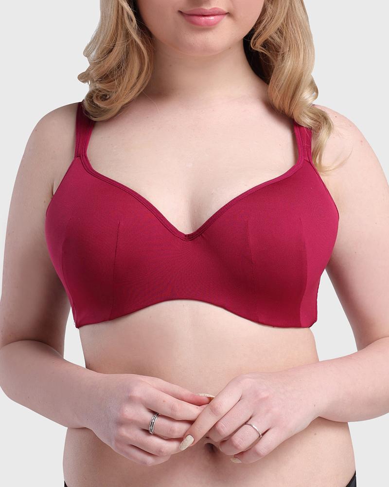 

Plus Size Plain Bustier Bra, Wine red