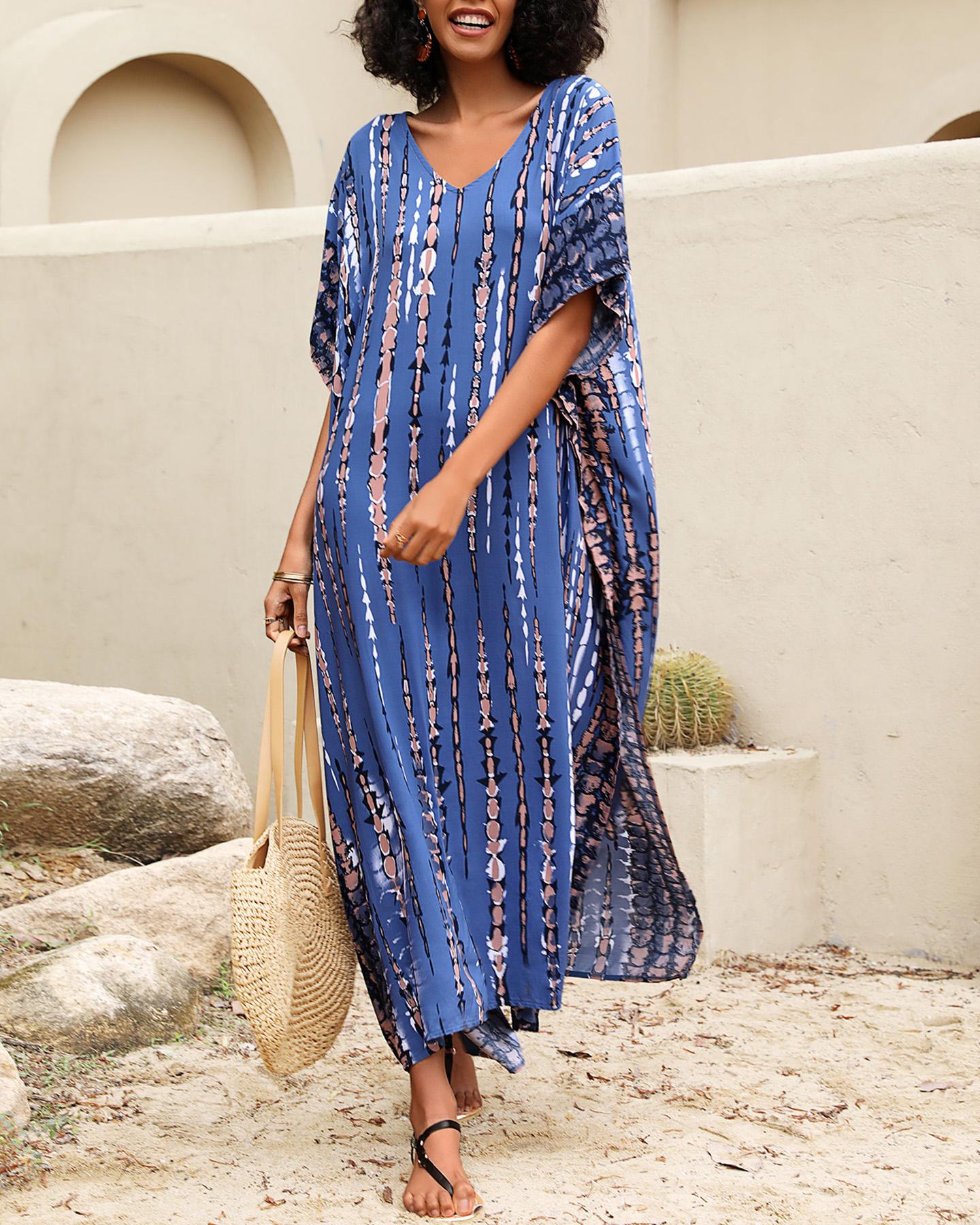 

Tie Dye Print Long Sleeve Cover Up, Style2