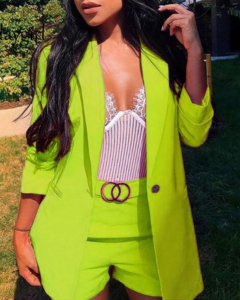 

Solid Dutton Design Long Sleeve Blazer Sets, Green