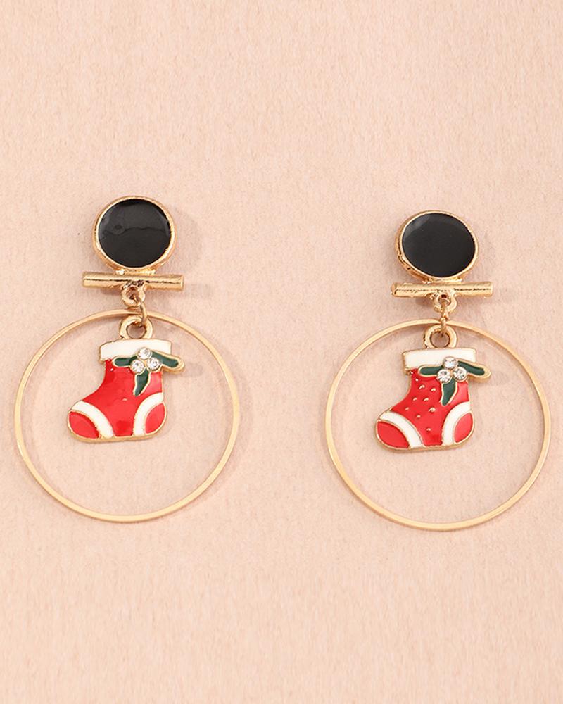 

Christmas Socks / Tree / Moose Pattern Beaded Drop Earring, Style1