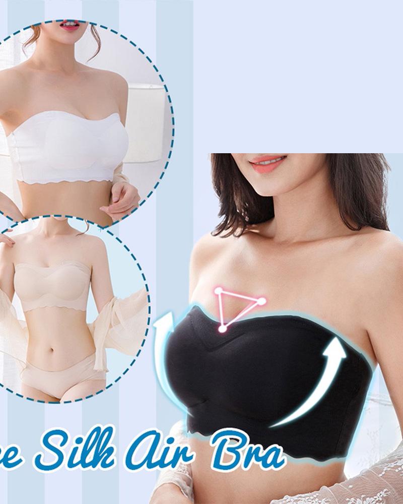 

Breathable Strapless Gather Ice Silk Air Bra Short Vest Chest Wrap Bra, Black