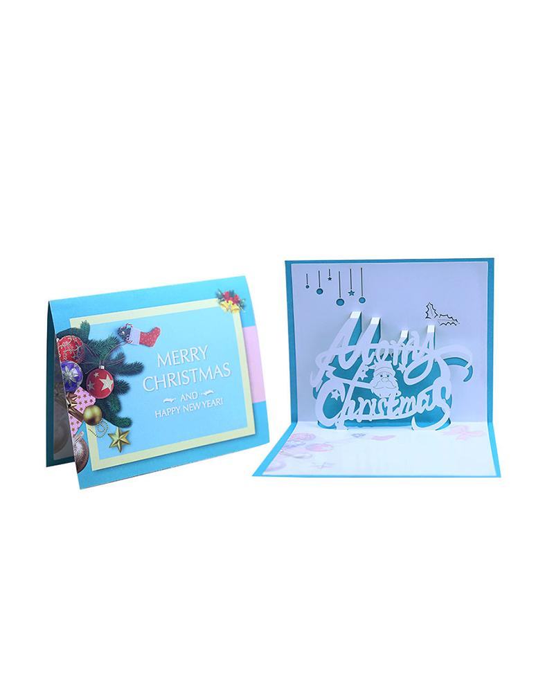 

3D Christmas Letter Pattern Greeting Card With Envelope, Blue
