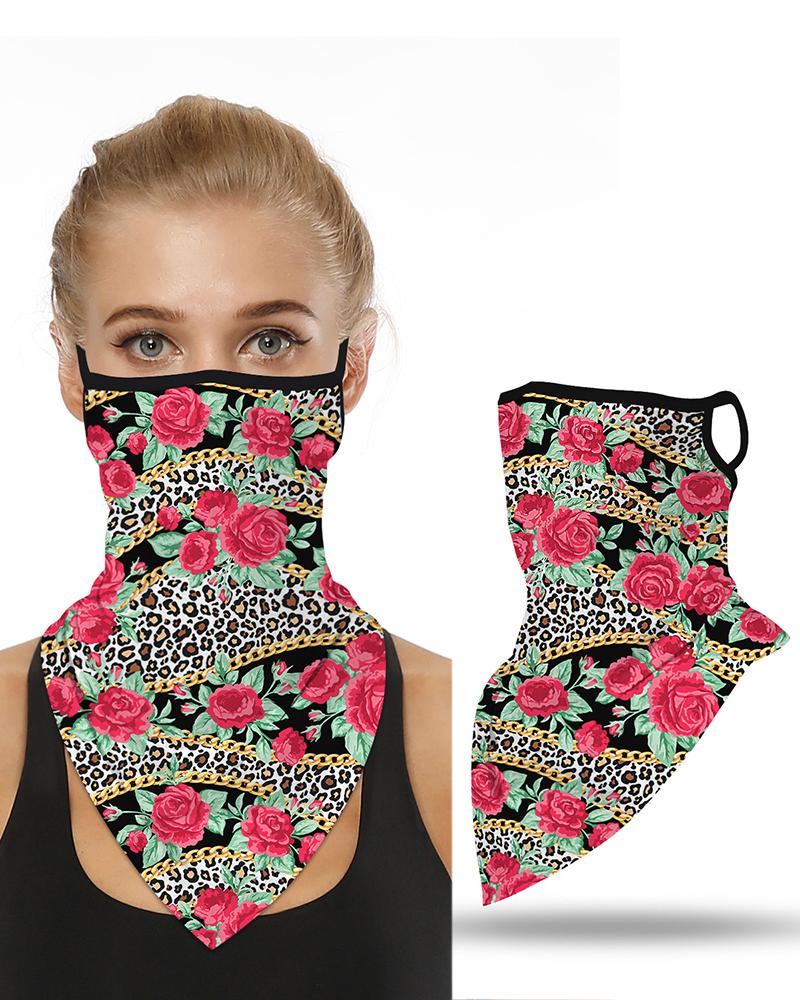 

Floral Print Breathable Ear Loop Face Cover Windproof Motorcycling Dust Outdoors, Pink