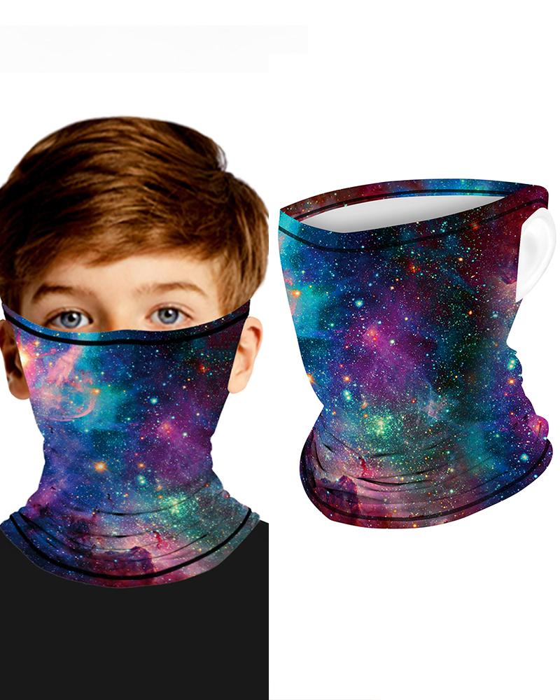 

Galaxy Print Breathable Ear Loop Face Bandana Headwrap For Children, Blue