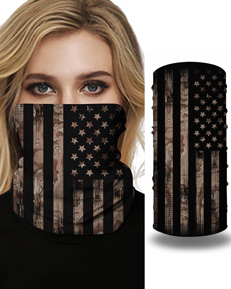 

Flag Print Breathable Face Bandana Magic Scarf Headwrap Balaclava, Black