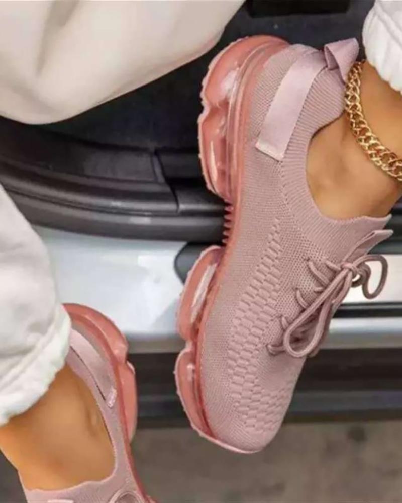 

Lace-up Front Air Cushion Sneakers, Pink