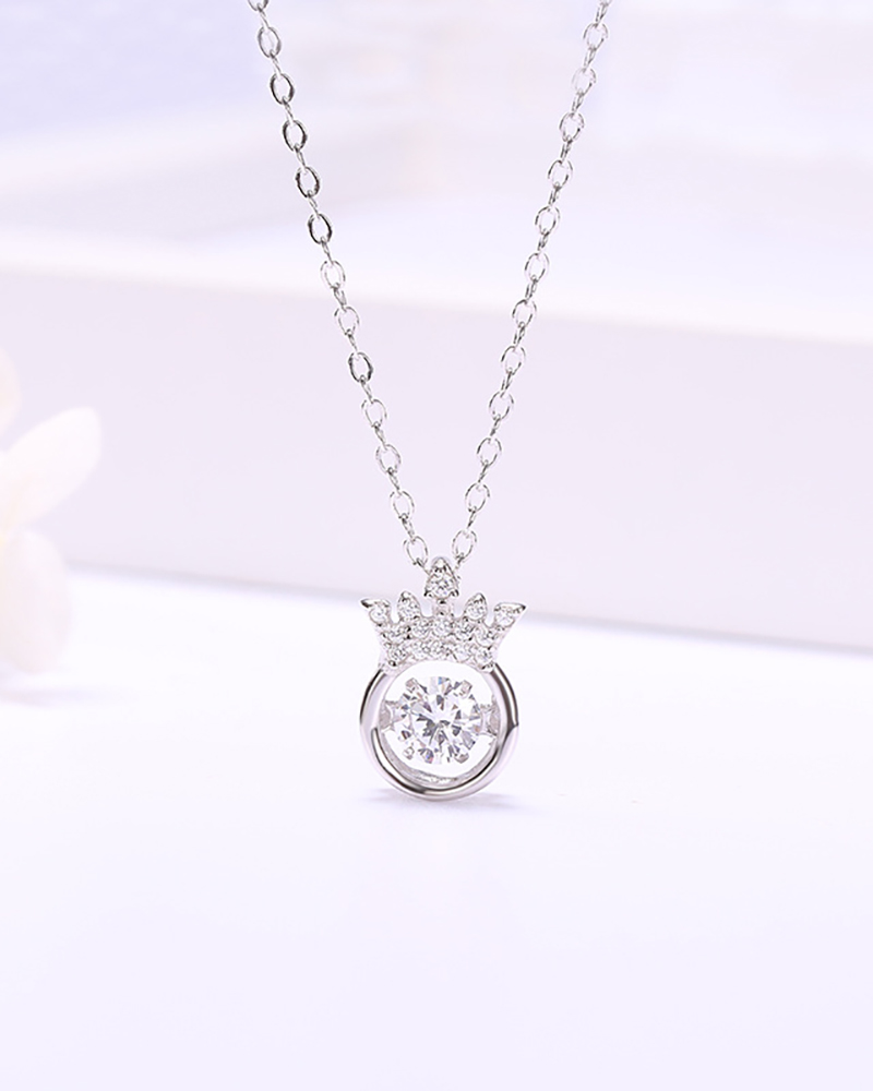 

Diamond Crown Sparkling Dance Necklace, Silver