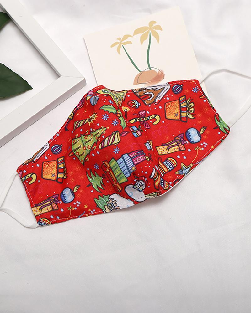 

1PCS Christmas Print Breathable Filter Face Mask, Style2