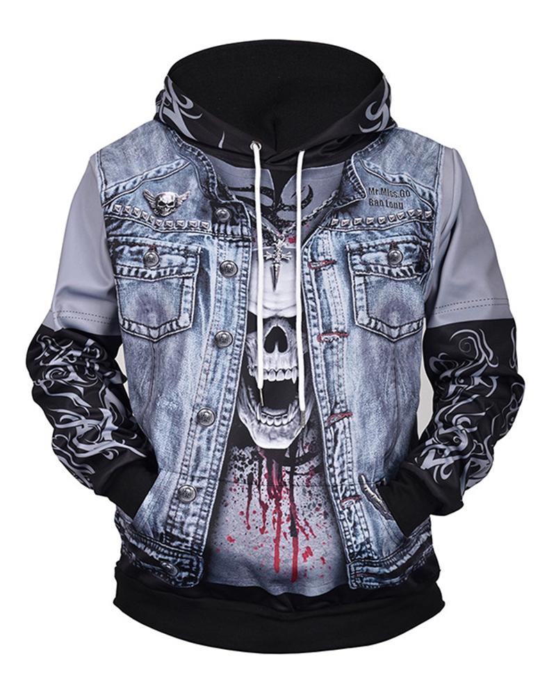 

Oversize 3D Printed Hooded Sweatshirt, Gray
