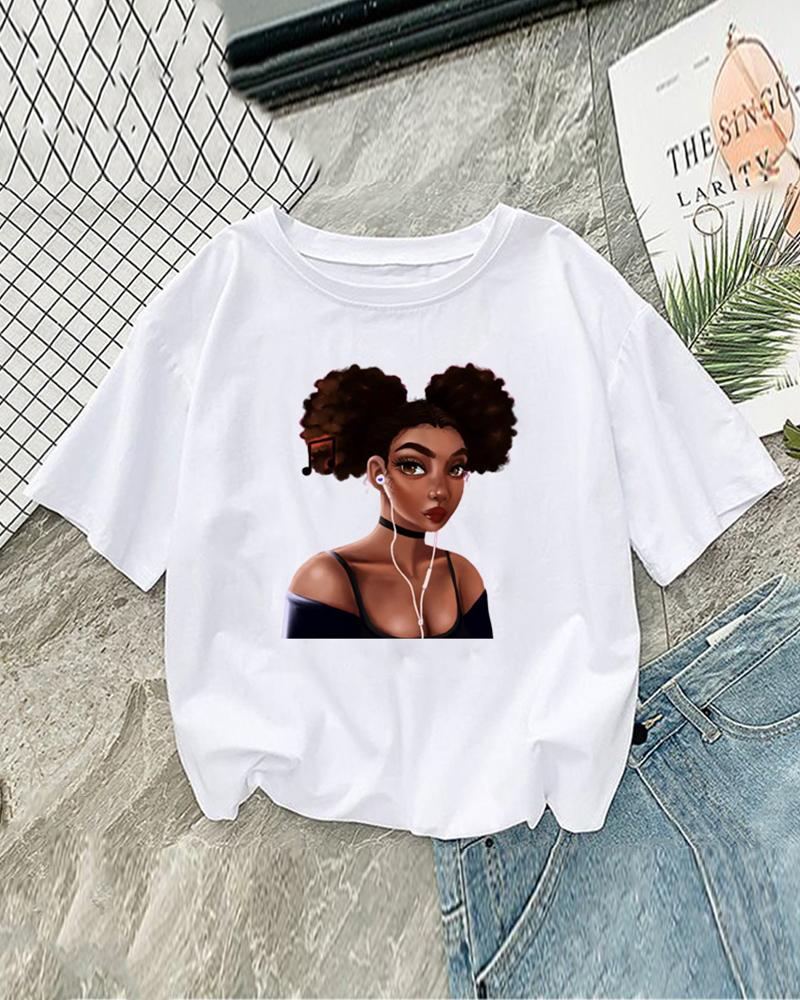 

Figure Print Causal T-shirt, Style5