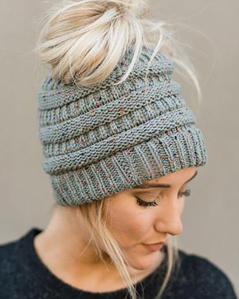 

Warm Knit Colorblock Beanie, Green