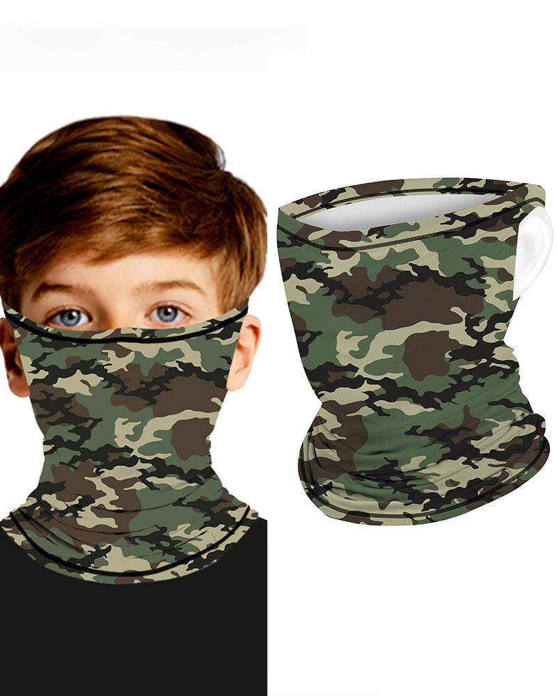

Camouflage Breathable Ear Loop Face Bandana Headwrap For Children, Army green