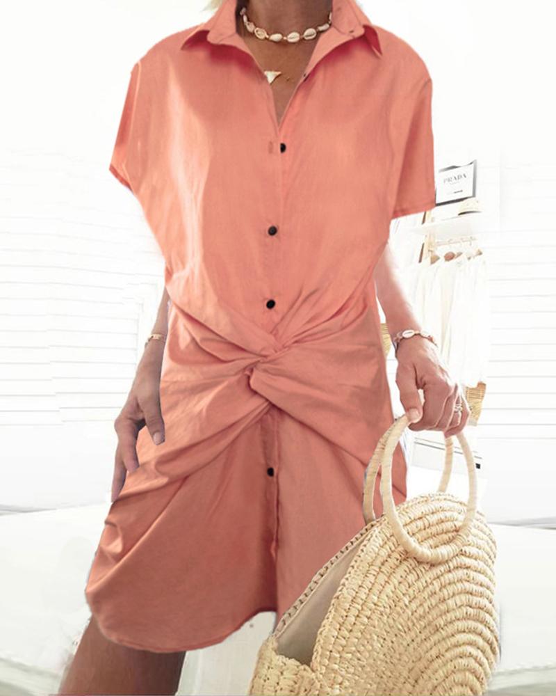 

Striped Short Sleeve Tie Design Blouse, Orange
