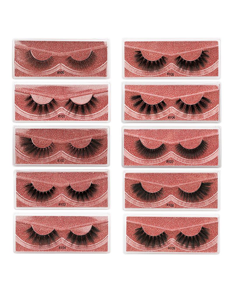 

10 Pairs Natural False Eyelashes, Red