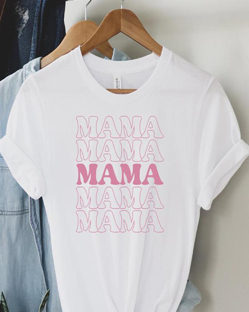 

Mother' Day Letter Print Casual T-Shirt, White