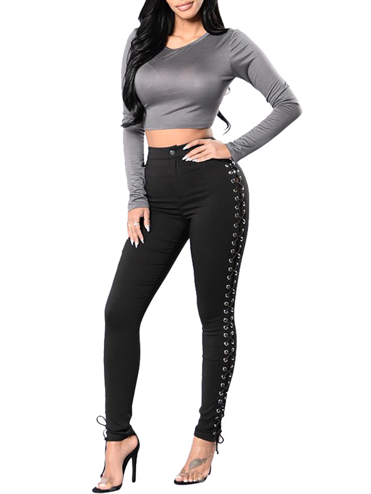 lace up jeans on side