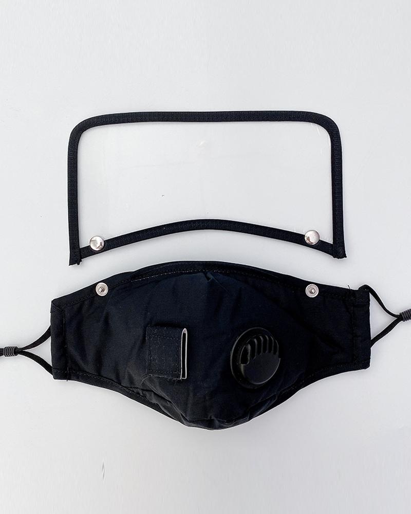 

Detachable Valve Visible Face Mask With Drinking Straw Hole, Black