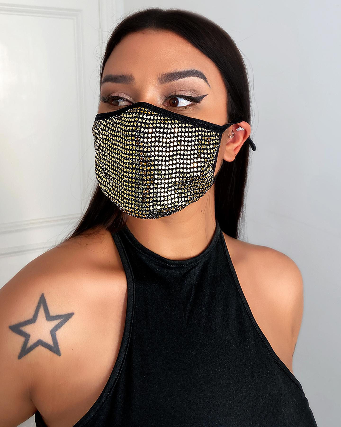 

Sequins Glitter Breathable Ear Loop Mouth Mask Reusable, Gold