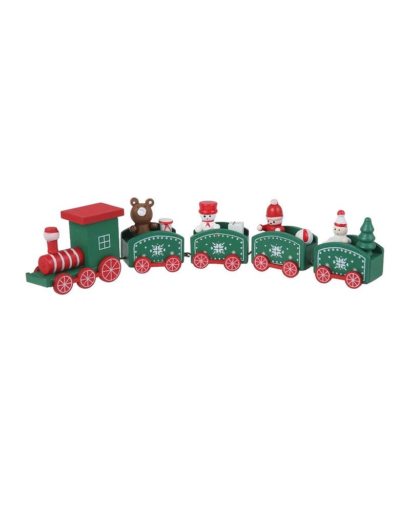 

Little Train Wooden Christmas Decorations, Green