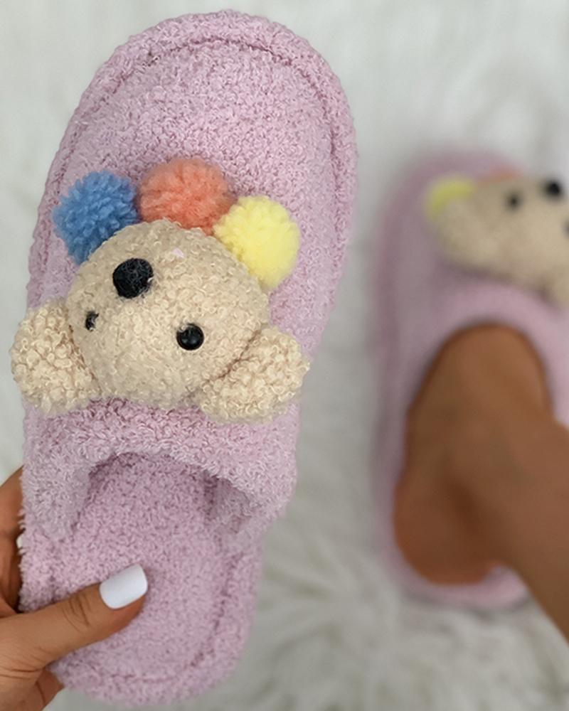 

Cartoon Design Fluffy Slippers, Pink