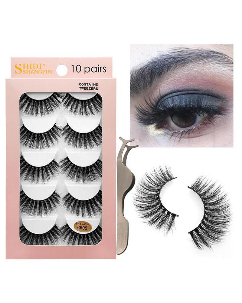 

10Pairs Natural Curly False Eyelashes With 1PCS Clip, Style5