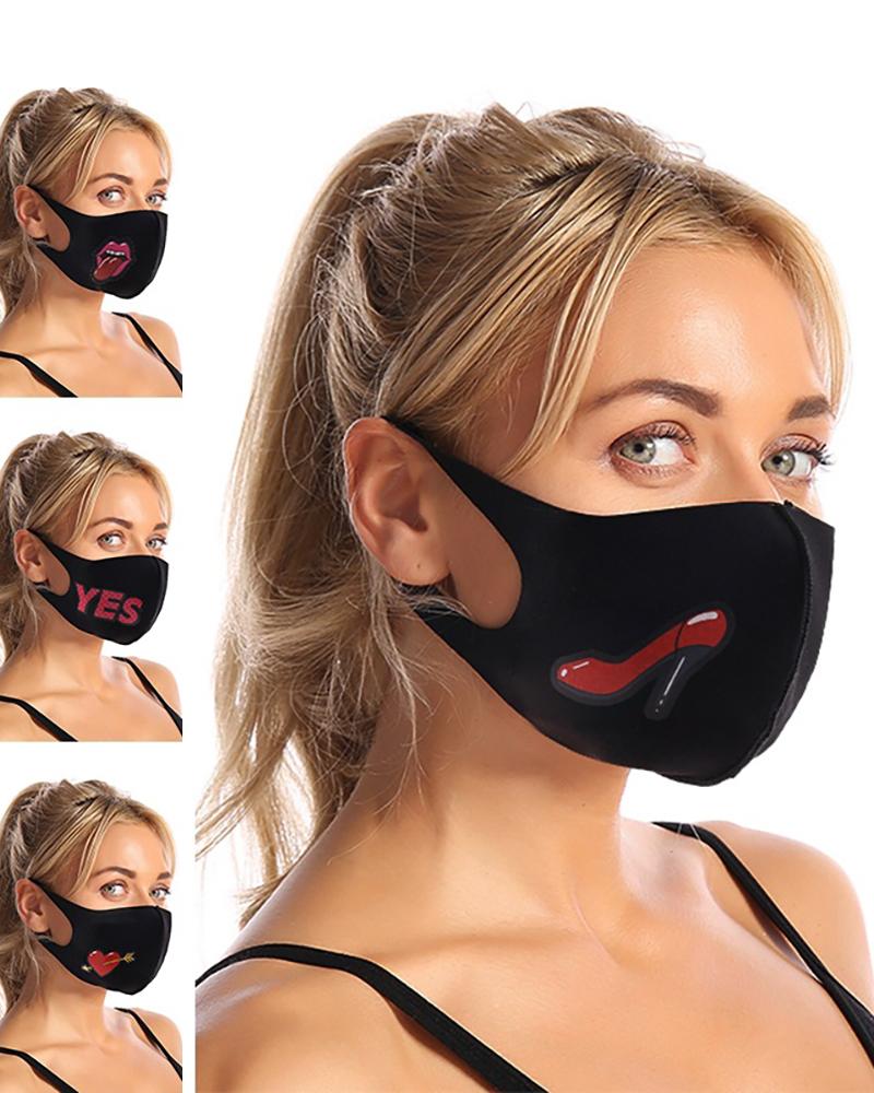 

Heels / Letter / Heart / Letter Print Breathable Face Mask, Style1