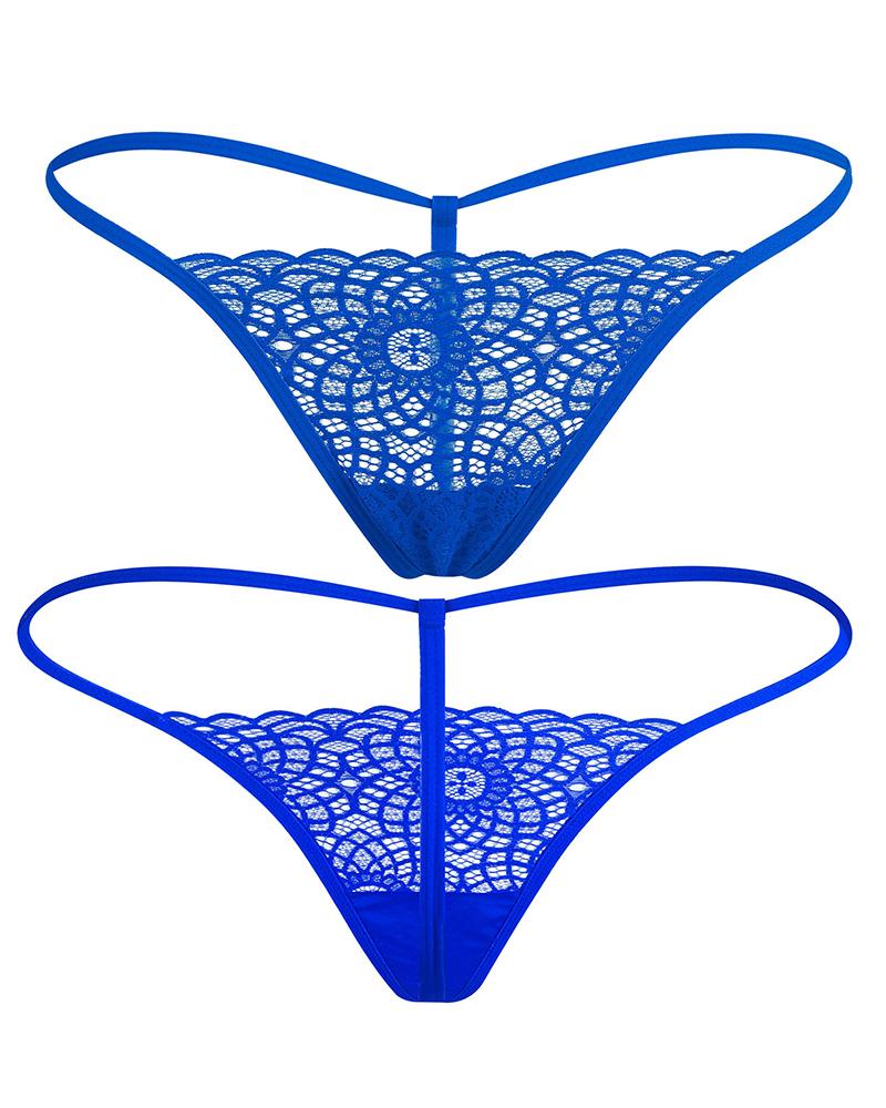 

Low Rise Guipure Lace G-string Thong Panty, Blue