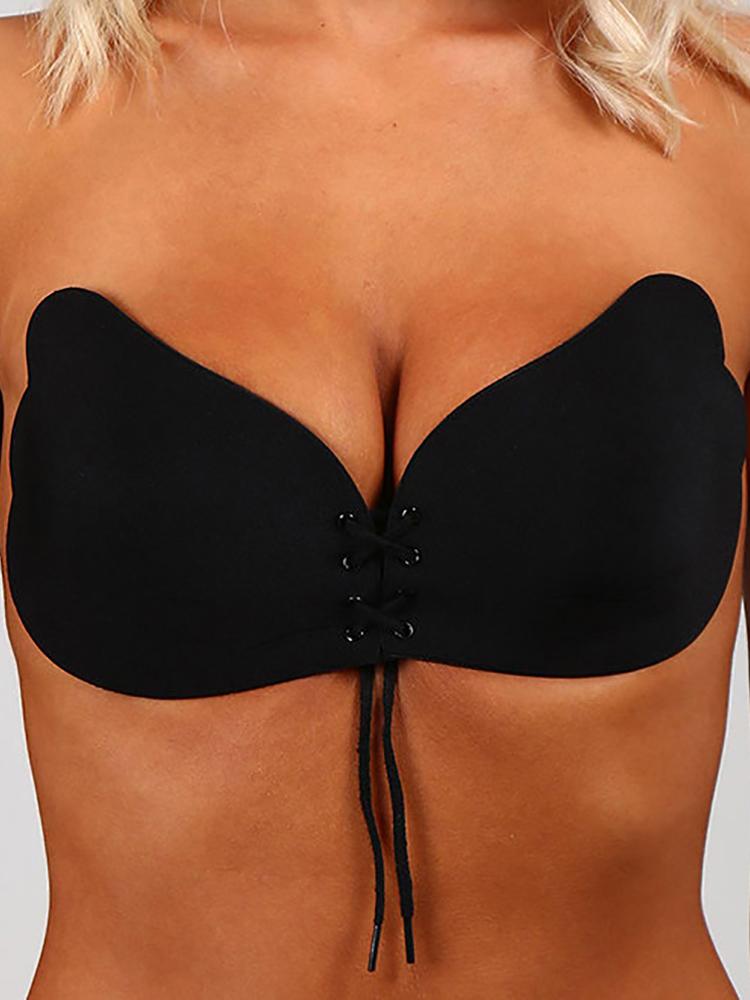 

Breathable Self-Adhesive Push Up Strapless Bra, Black