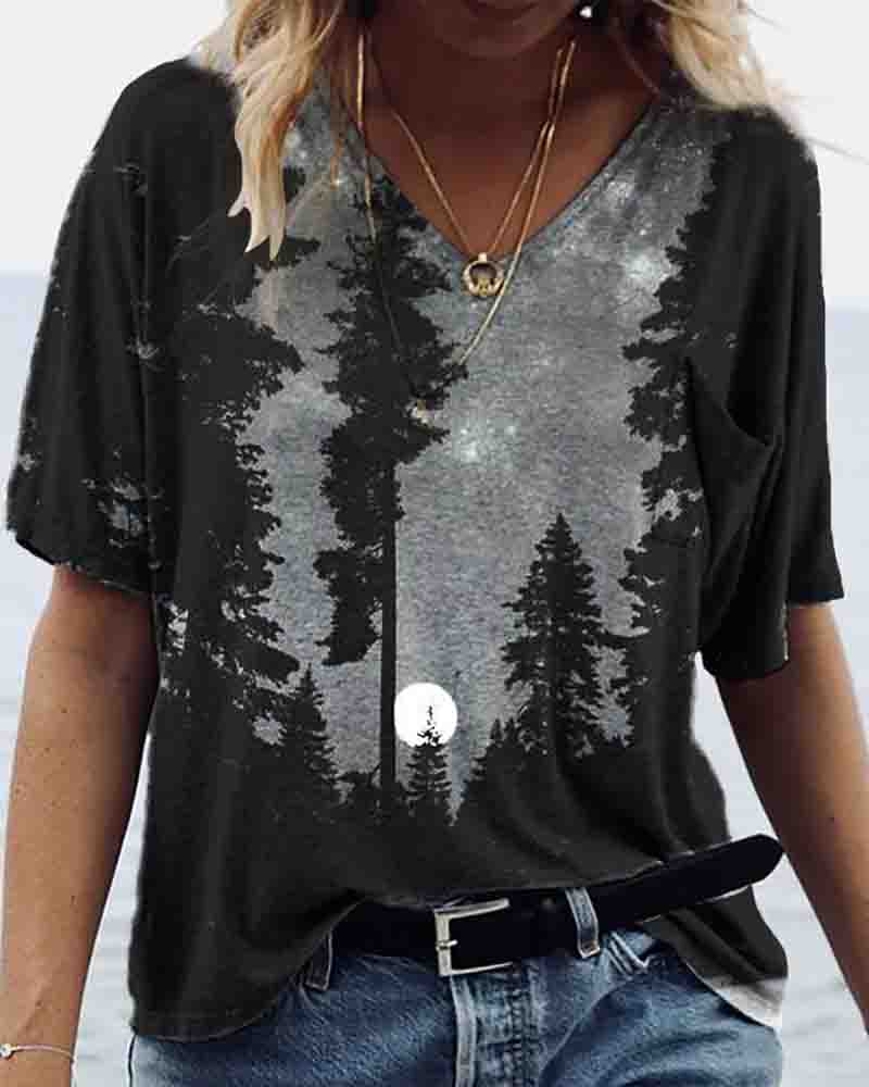 

Graphic Print Half Sleeve Casual T-shirt, Style2