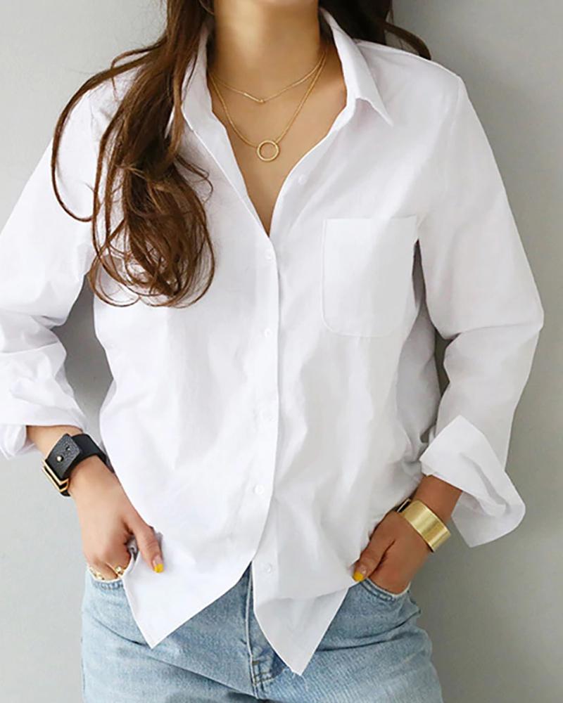 

Solid Buttoned Casual Shirt, White